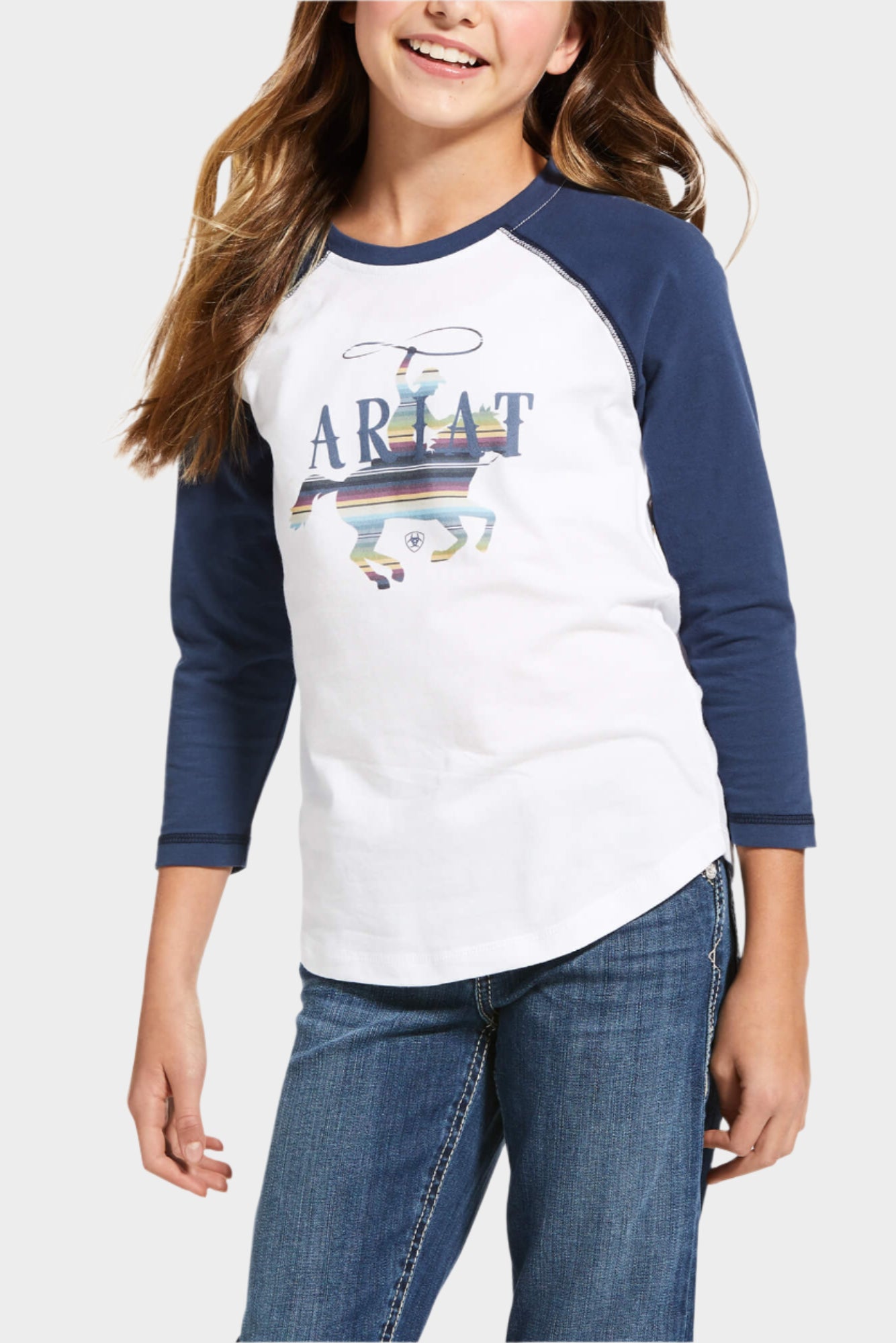 Ariat® Girls R.E.A.L™ White & Blue Serape Rider T-Shirt