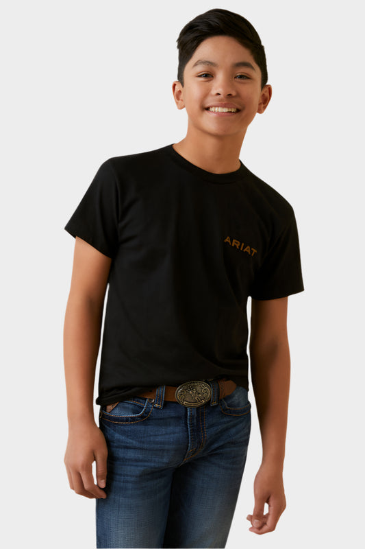 Ariat Boys Shield Stitch Short Sleeve T-Shirt - Black