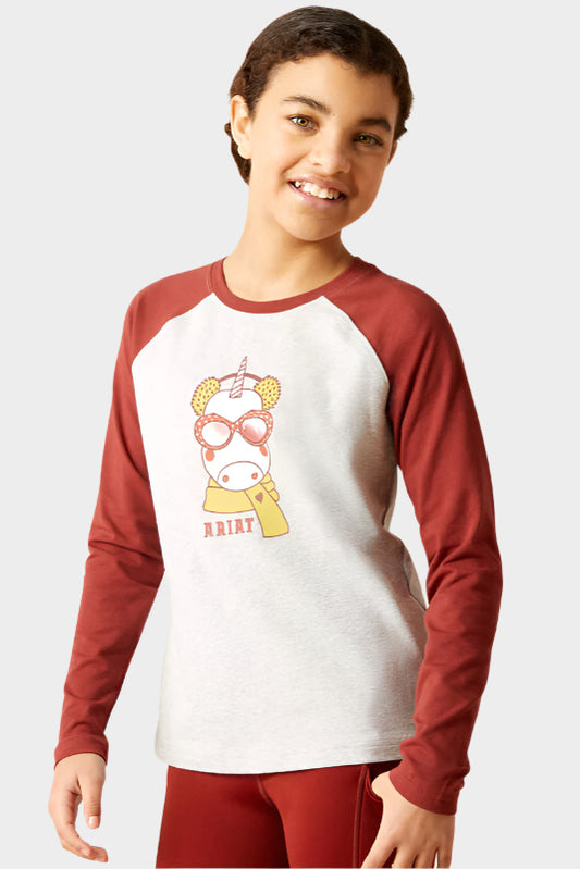 Ariat Youth Girls Uni Anime T-Shirt (Grey/Fired Brick)