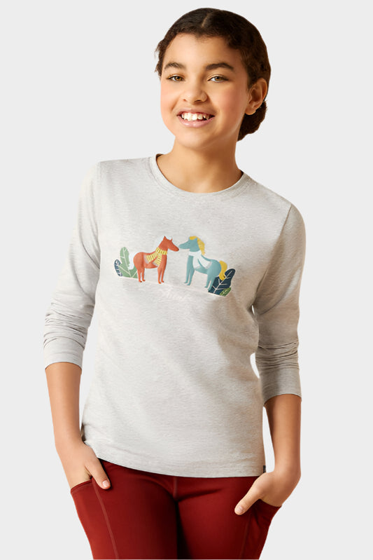 Ariat Youth Girls Winter Fashions T-Shirt (Heather Grey)