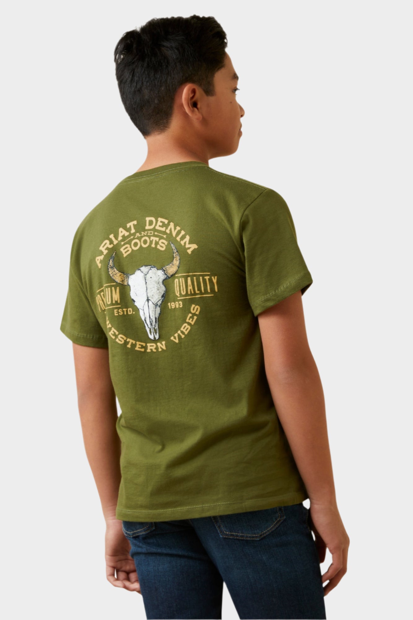 Ariat Boys Bison Short Sleeve T-Shirt - Army