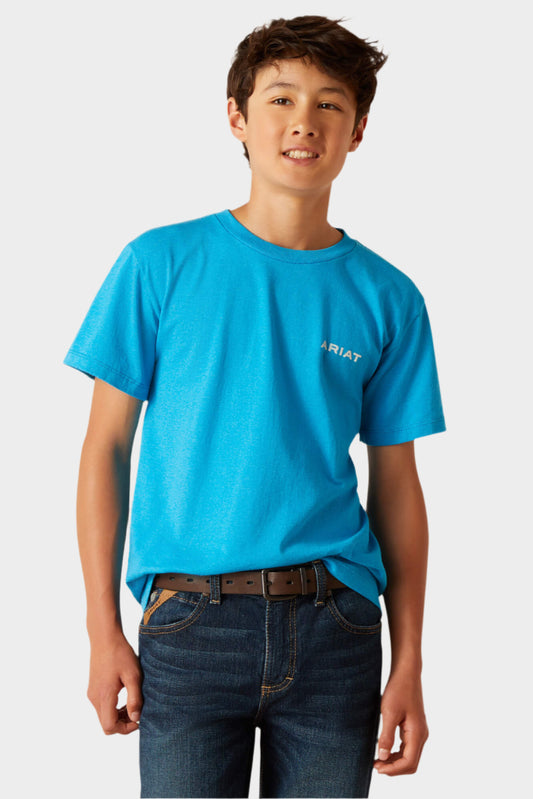 Ariat Boys Western Wire S/S T-Shirt (Turquoise Heather)