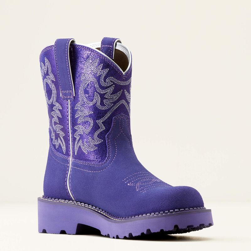 Ariat Women's Fatbaby Western Boot (Violet Suede/Purple Metallic)