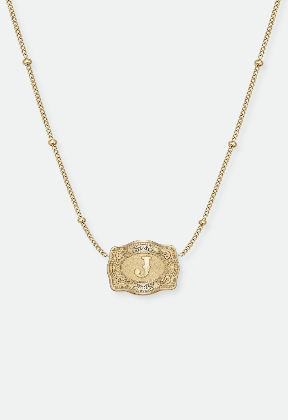 SpurWest Ultra Mini Belt Buckle Necklace (Initial) - Gold