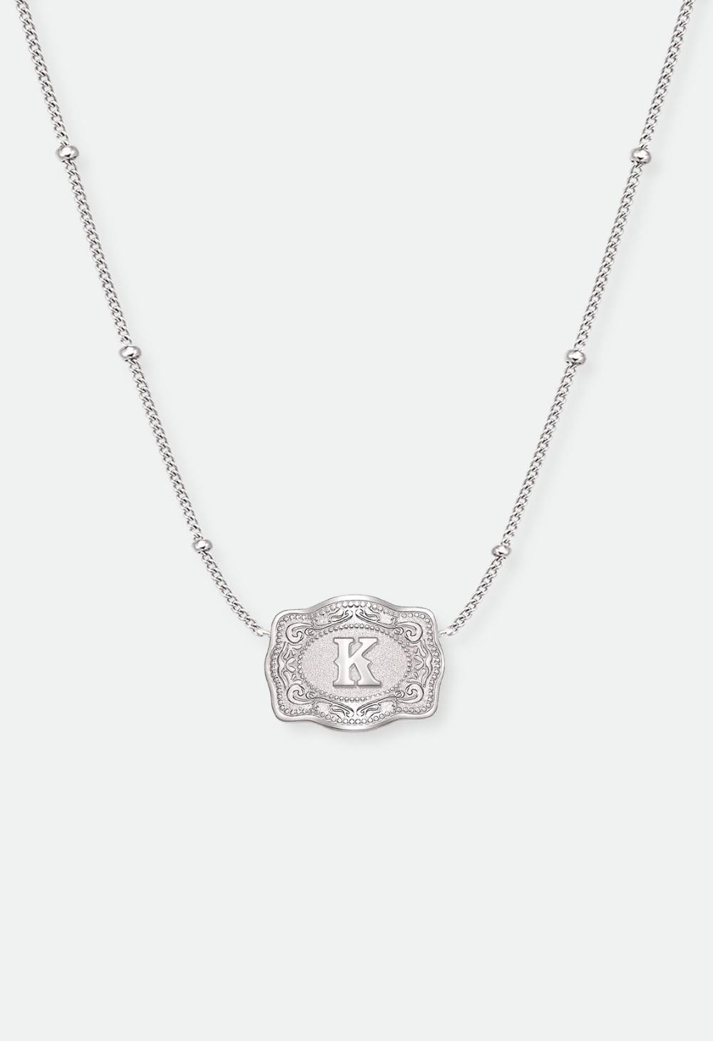 SpurWest Ultra Mini Belt Buckle Necklace (Initial) - Silver