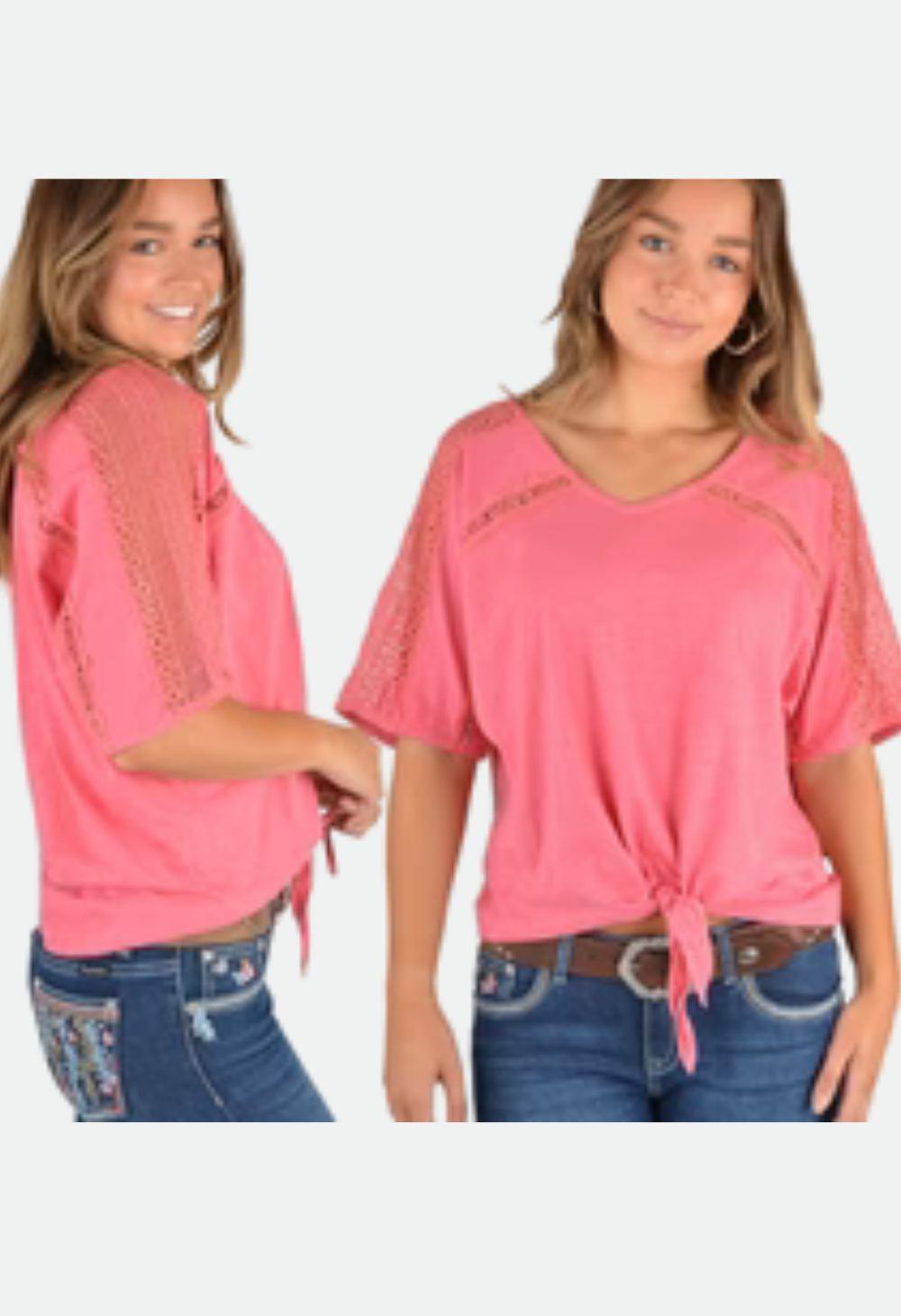 Pure Western Women’s Beatrice Tie‑Front Top – No Exchanges or Refunds