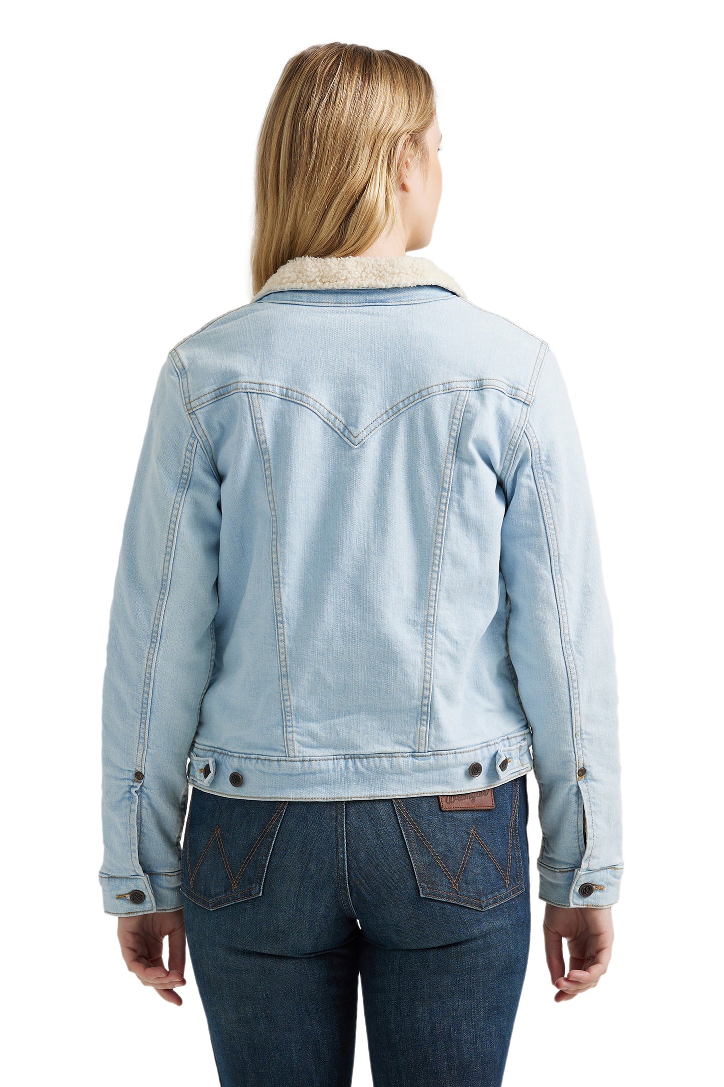 Wrangler Women's Retro Sherpa Lined Western Denim Jacket - Bleached Denim