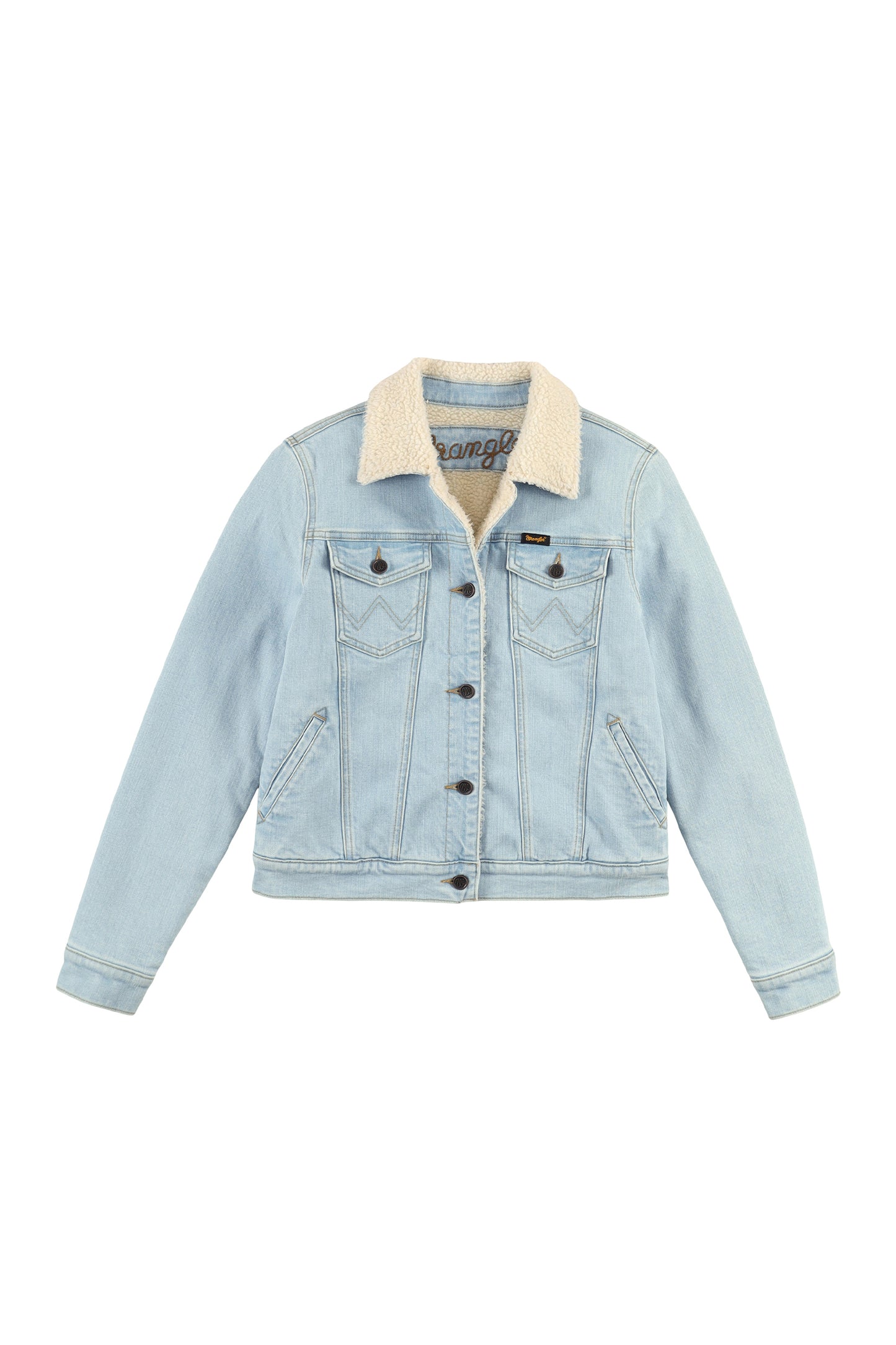 Wrangler Women's Retro Sherpa Lined Western Denim Jacket - Bleached Denim