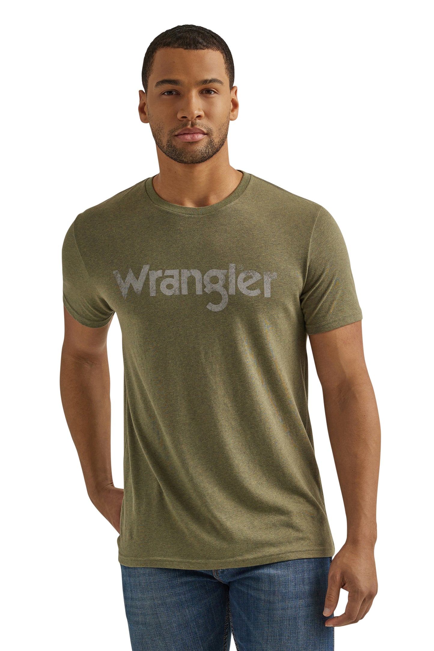 Wrangler Q Men's  Sage Heather SS TEE - Olive Heather