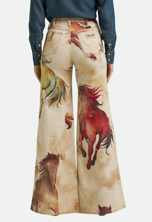 Wrangler Women's Lainey Wilson Horse Cheeky Wide Leg Jean 32Leg