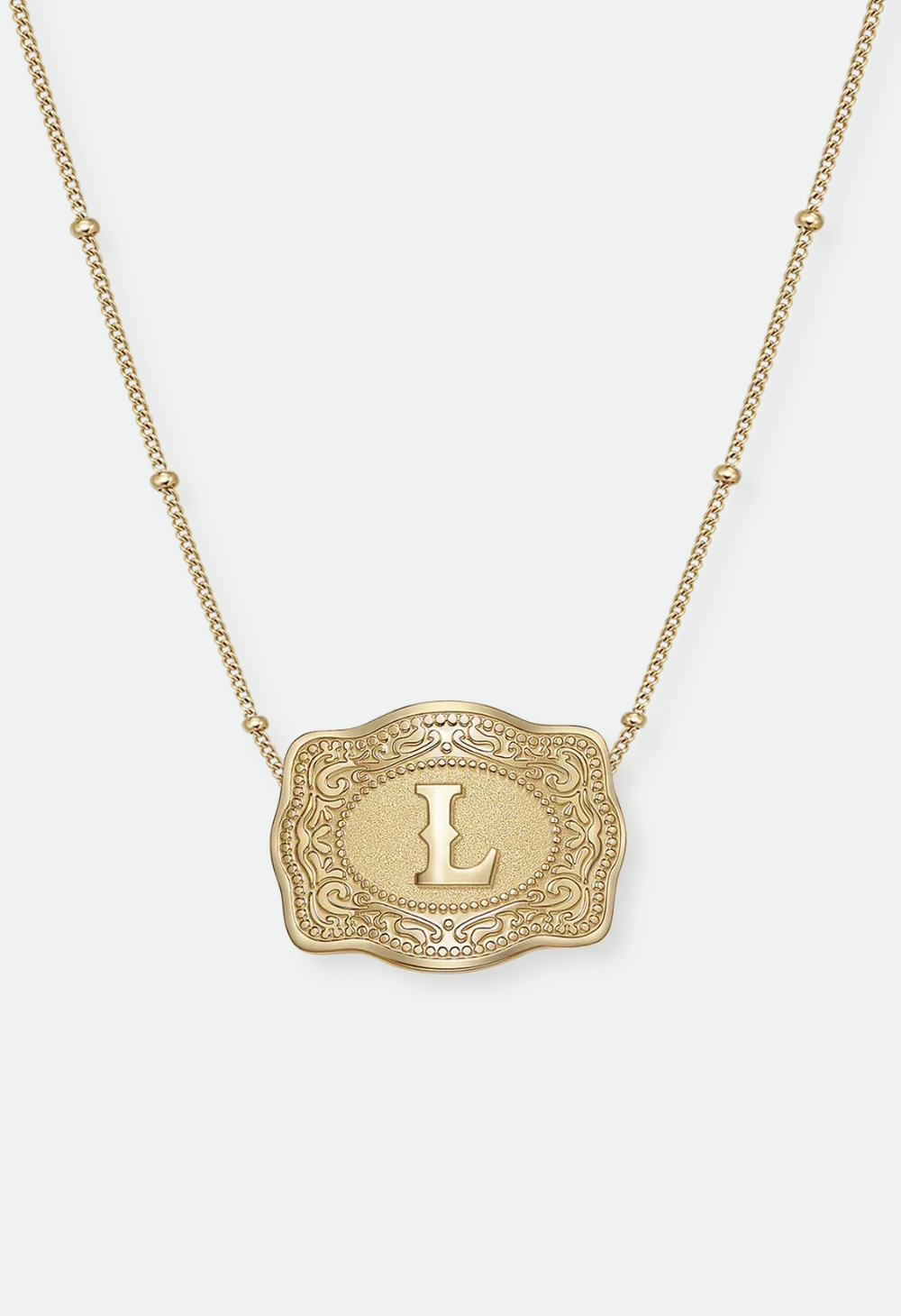SpurWest Mini Belt Buckle Necklace (Initial) - Gold