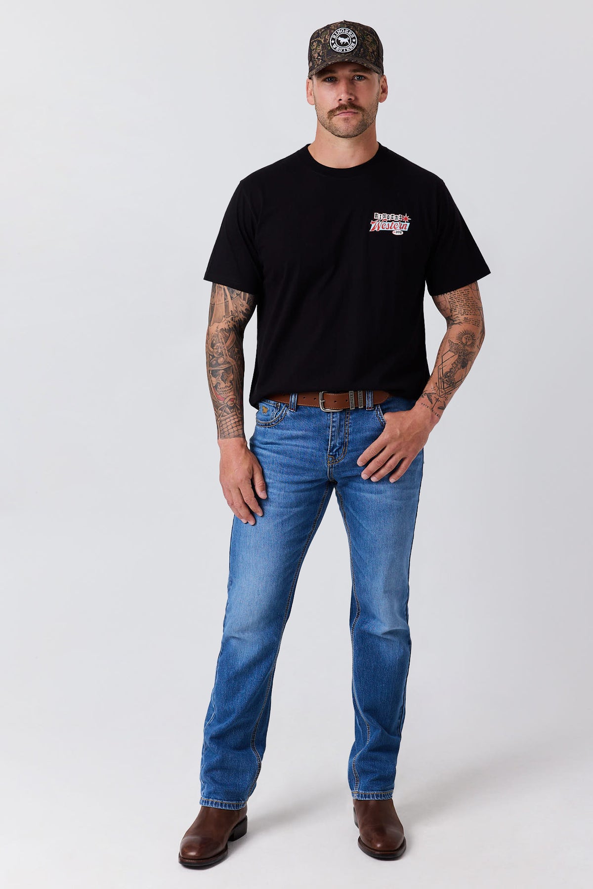 Ringers Western Men's Roadsign Glow Loose Fit T-Shirt – Black