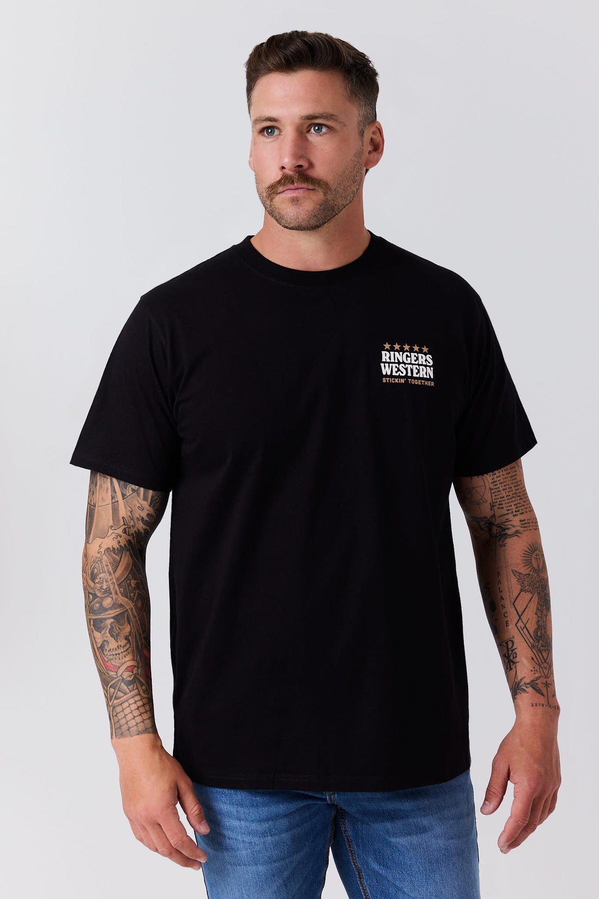 Ringers Western Men's Stickin Together Loose Fit T-Shirt – Black