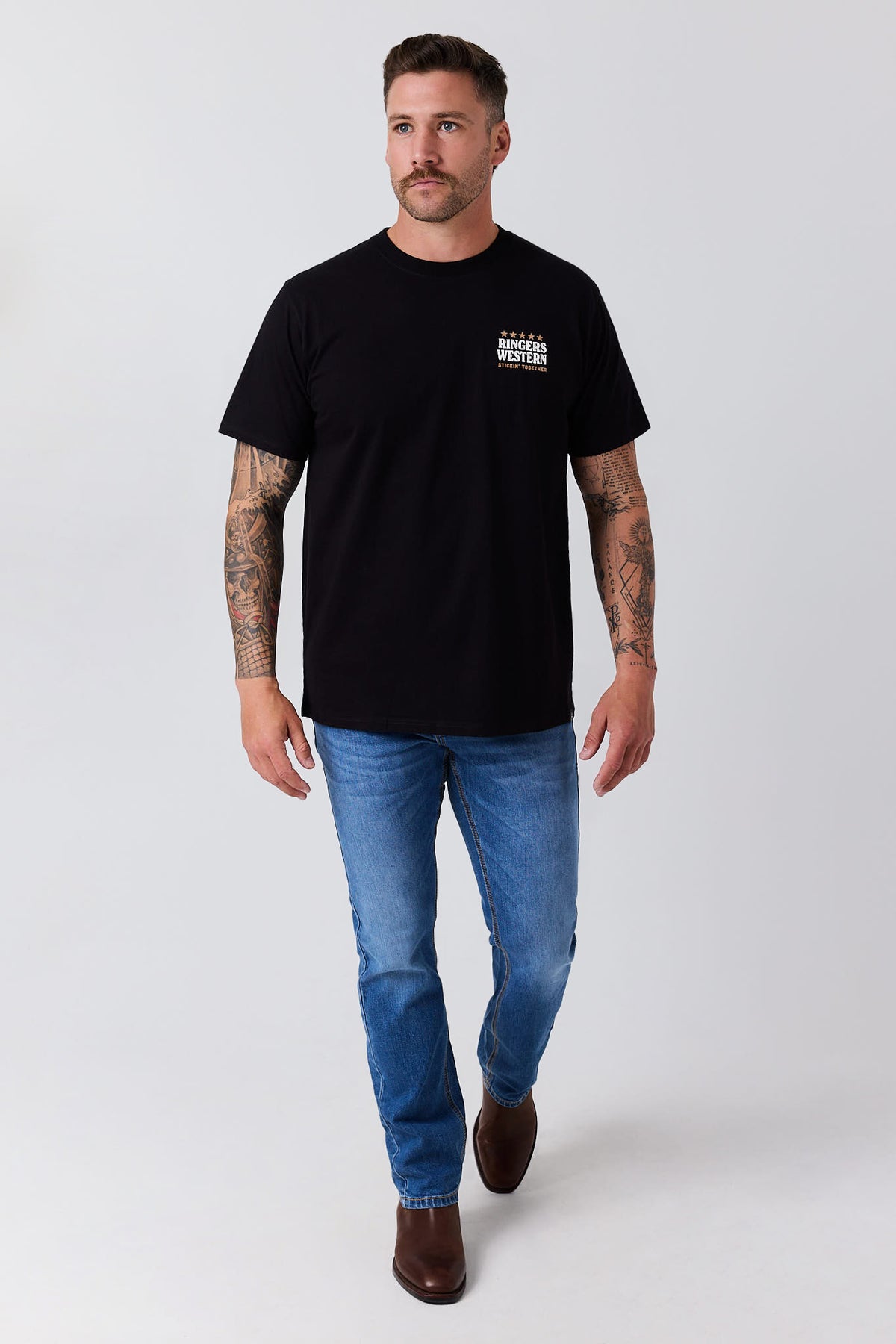 Ringers Western Men's Stickin Together Loose Fit T-Shirt – Black