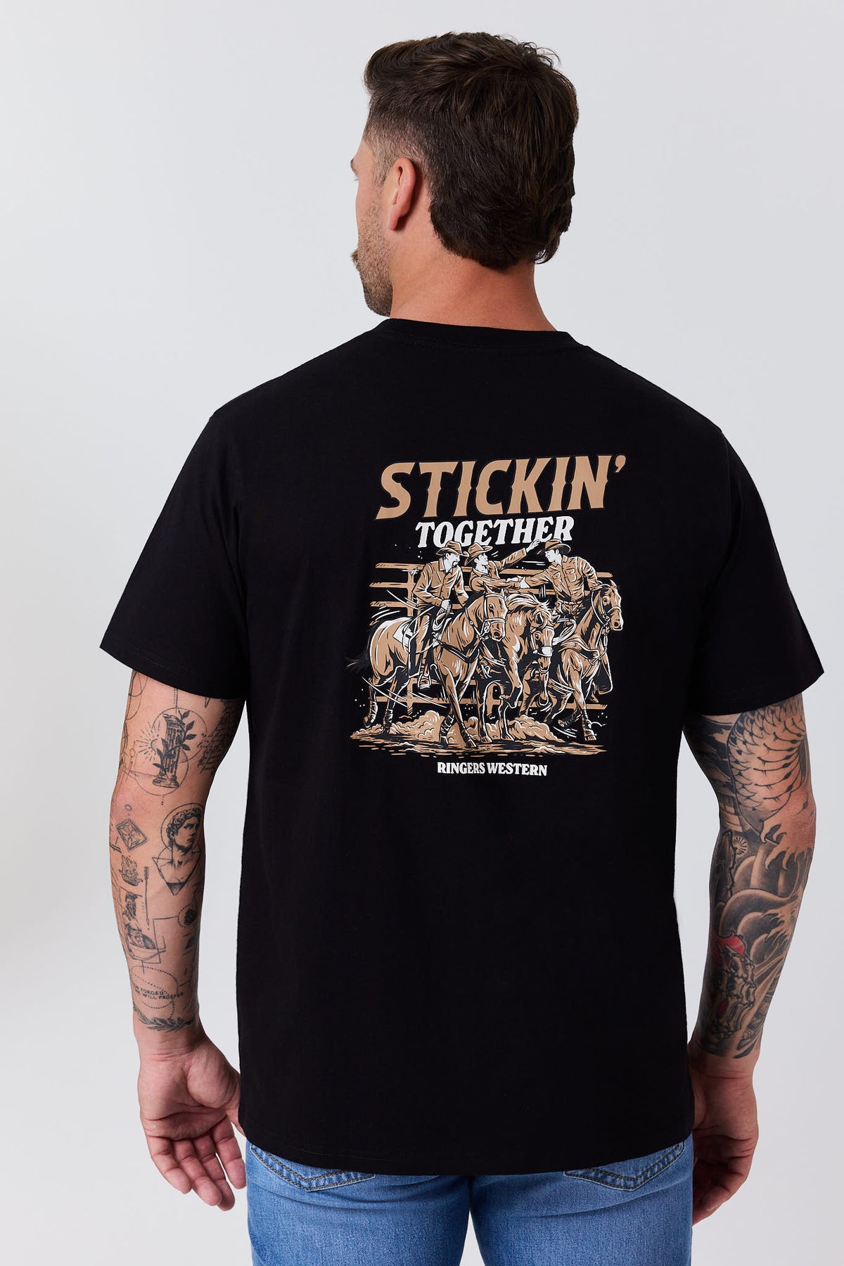 Ringers Western Men's Stickin Together Loose Fit T-Shirt – Black