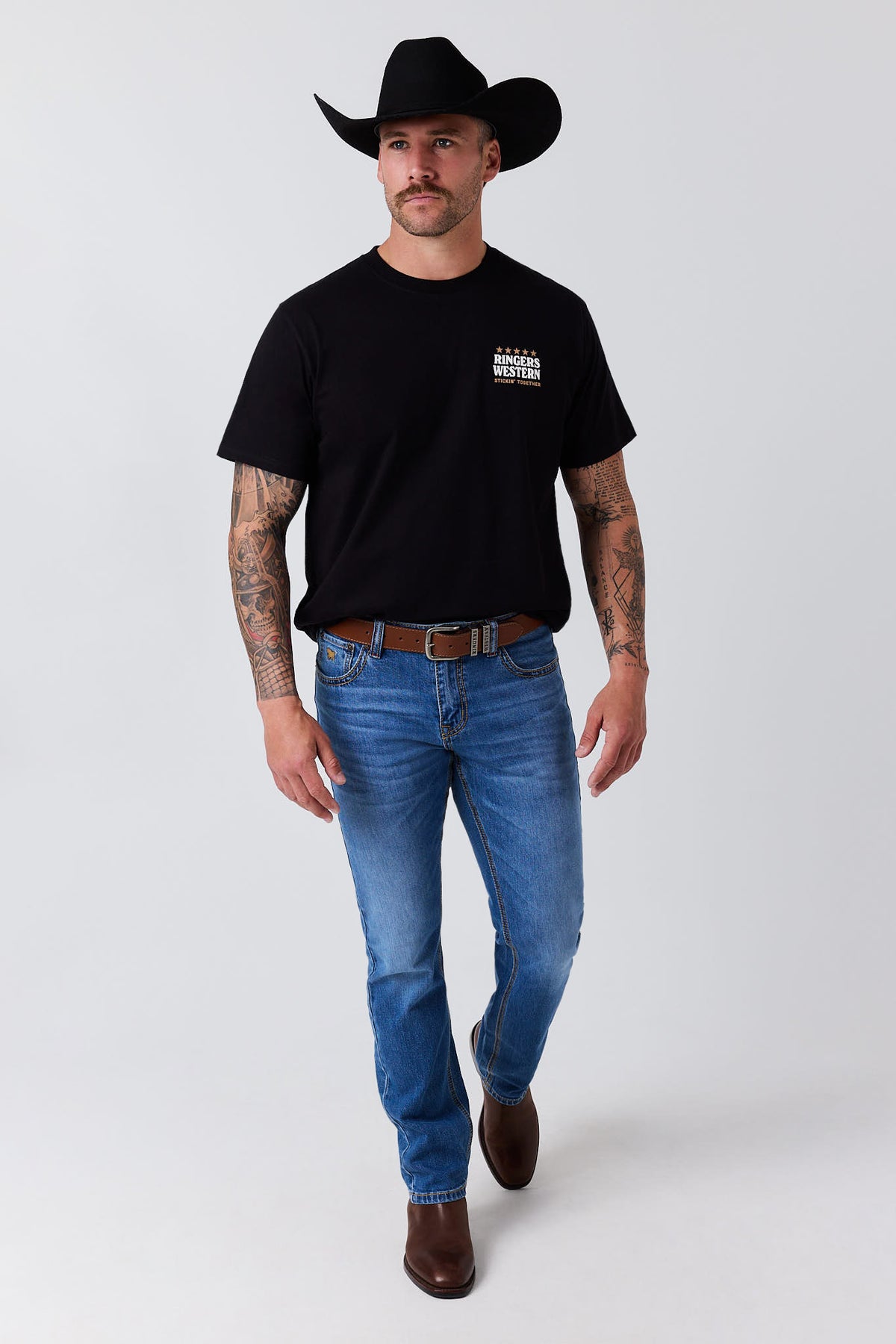 Ringers Western Men's Stickin Together Loose Fit T-Shirt – Black