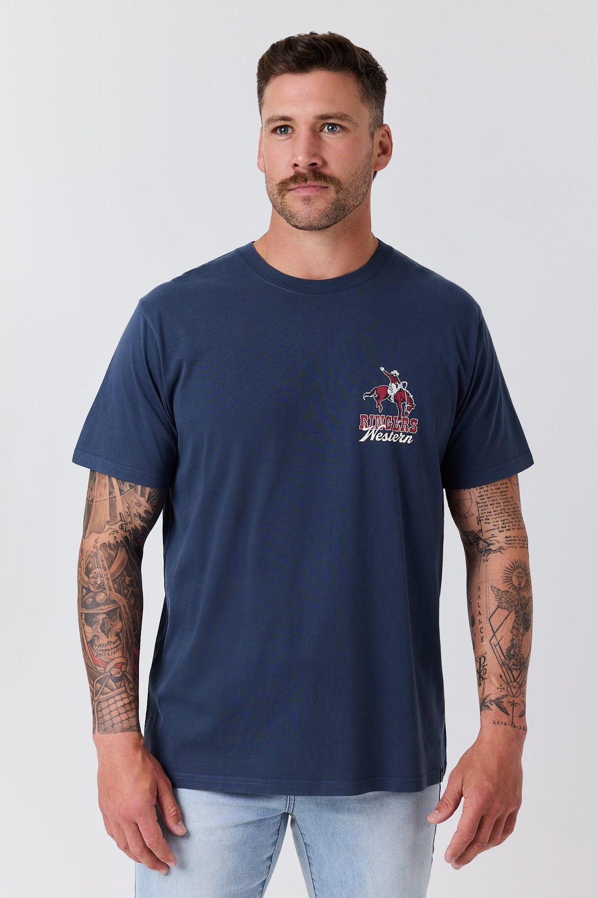 Ringers Western Men's Australian Cowboy Loose Fit T-Shirt – Washed Navy