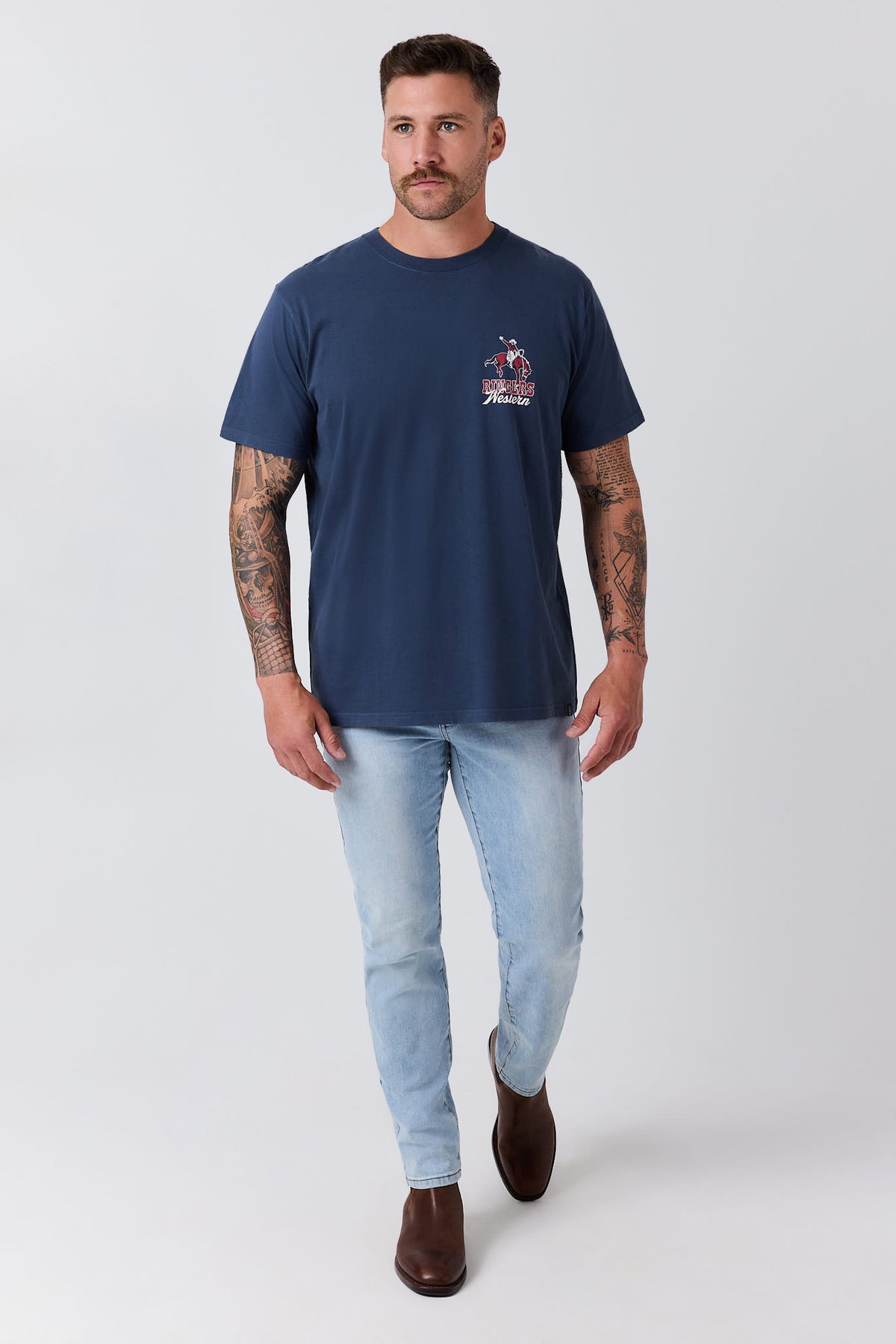 Ringers Western Men's Australian Cowboy Loose Fit T-Shirt – Washed Navy