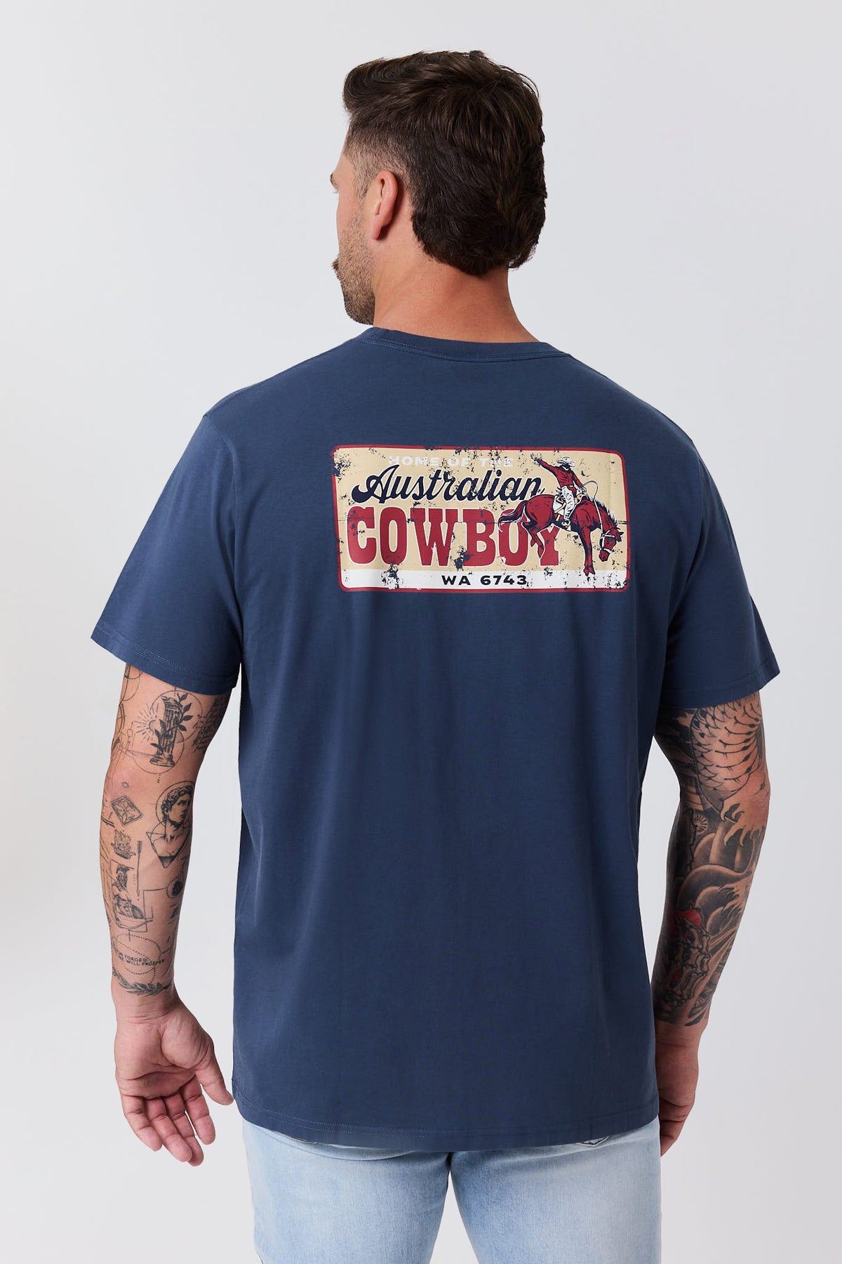 Ringers Western Men's Australian Cowboy Loose Fit T-Shirt – Washed Navy