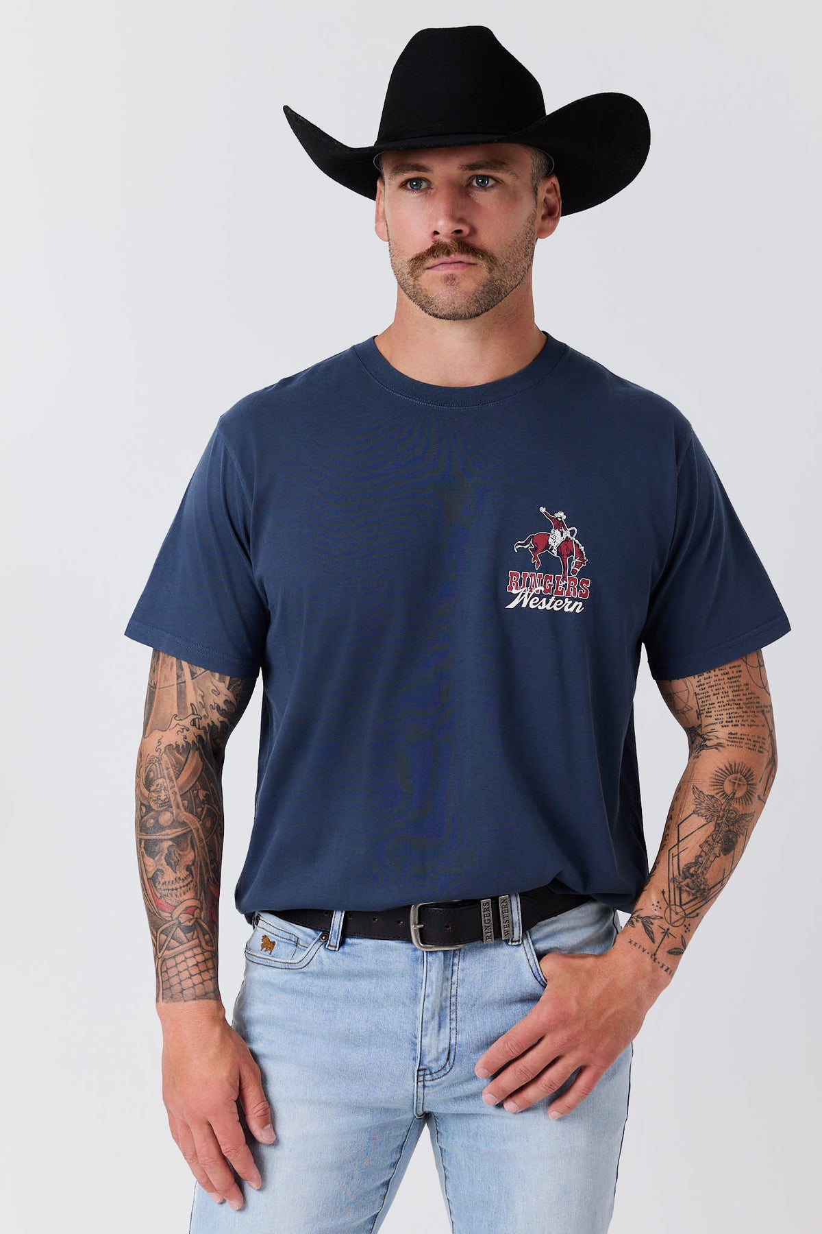 Ringers Western Men's Australian Cowboy Loose Fit T-Shirt – Washed Navy