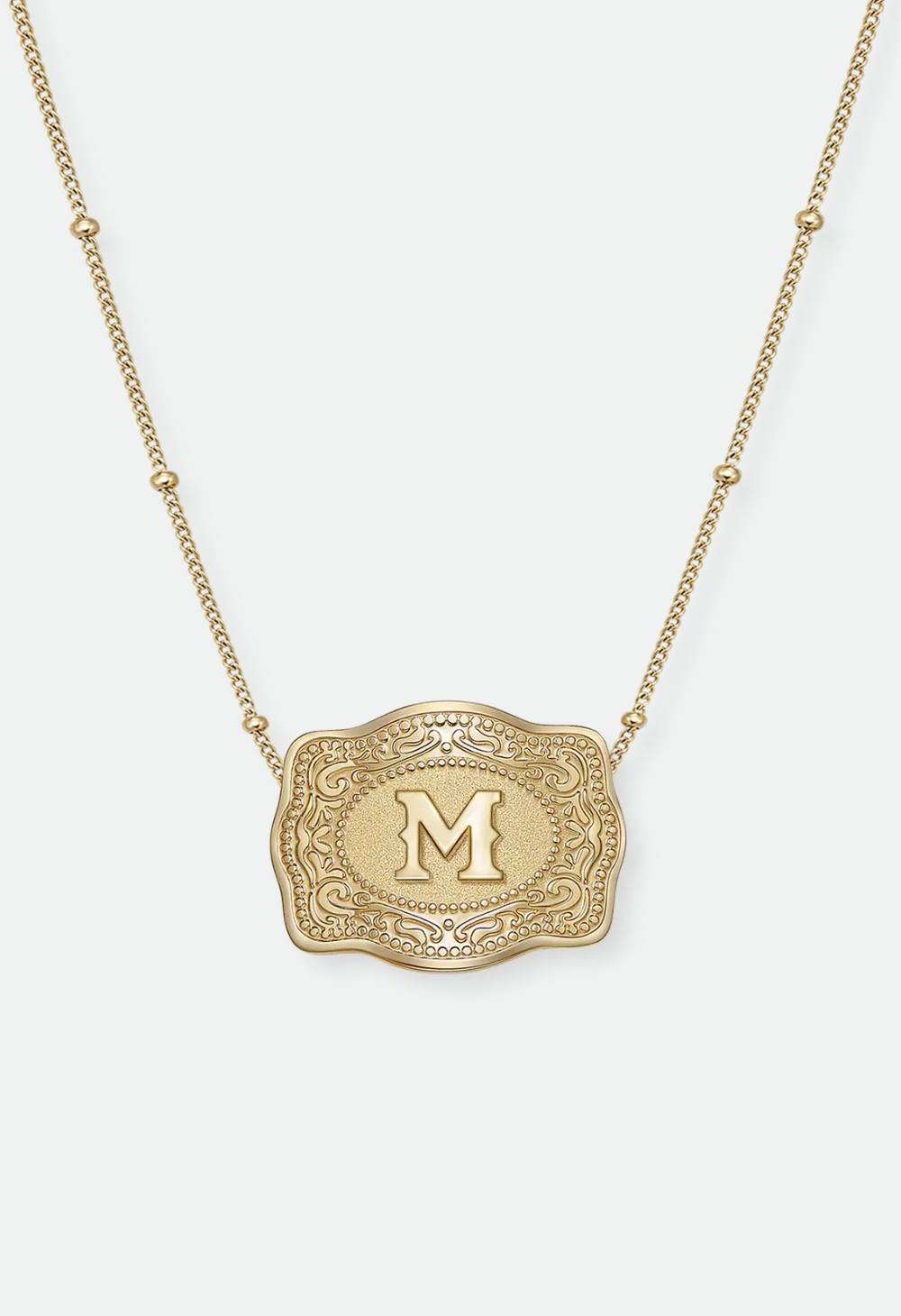 SpurWest Mini Belt Buckle Necklace (Initial) - Gold