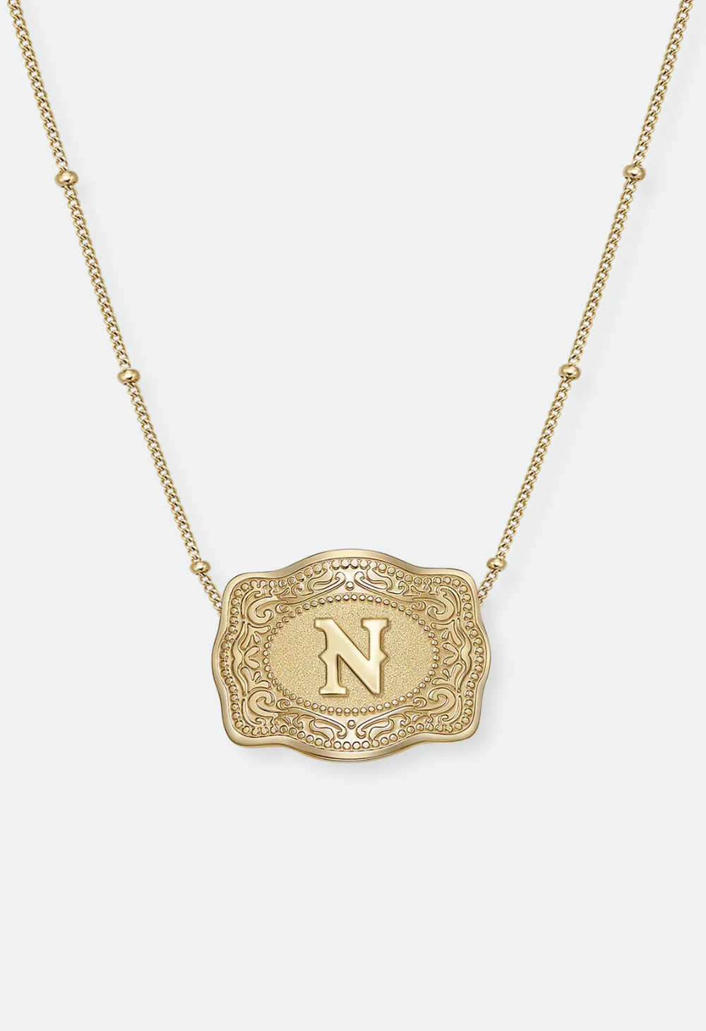 SpurWest Mini Belt Buckle Necklace (Initial) - Gold