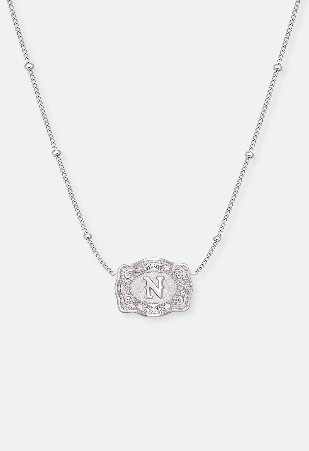 SpurWest Ultra Mini Belt Buckle Necklace (Initial) - Silver