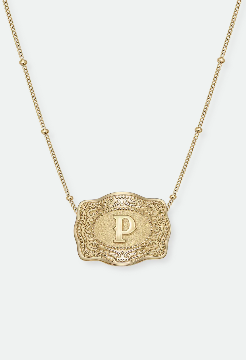 SpurWest Mini Belt Buckle Necklace (Initial) - Gold