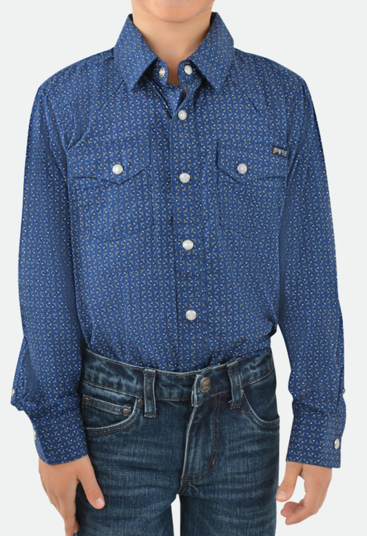 Pure Western Boys Duke Print Western Long Sleeve Shirt-CLEARANCE