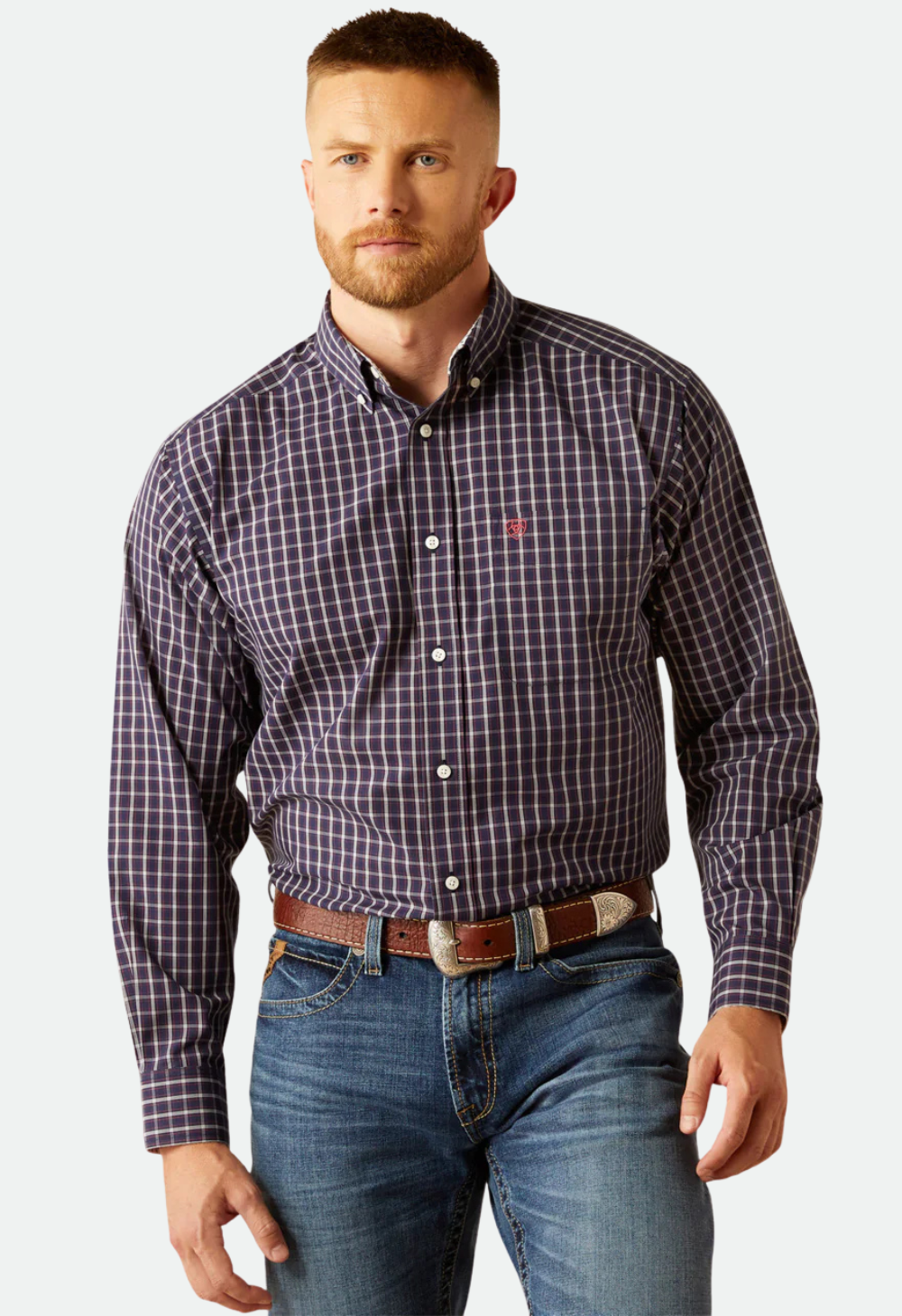 Ariat Men's Wrinkle Free Dwayne Navy Long Sleeve Shirt - Navy