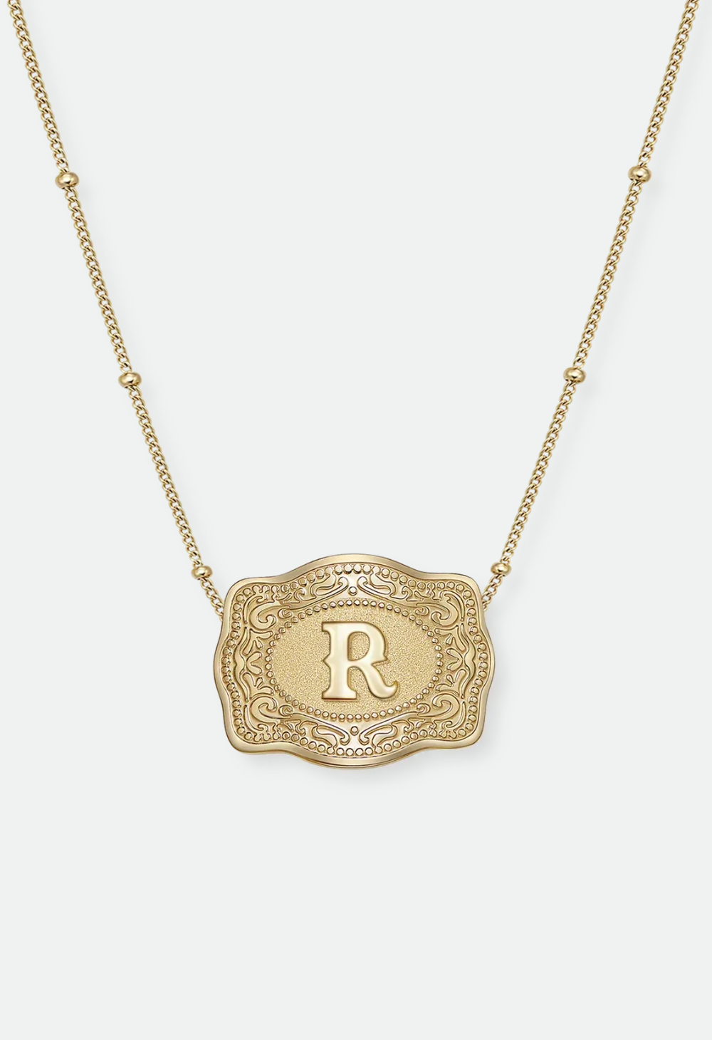 SpurWest Mini Belt Buckle Necklace (Initial) - Gold