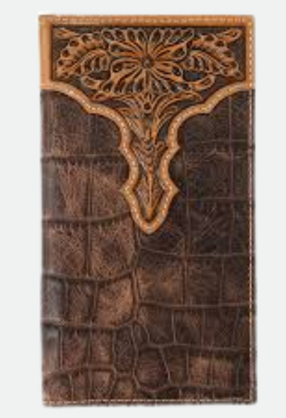 Ariat Men's Crocodile Floral Embossed Rodeo Wallet