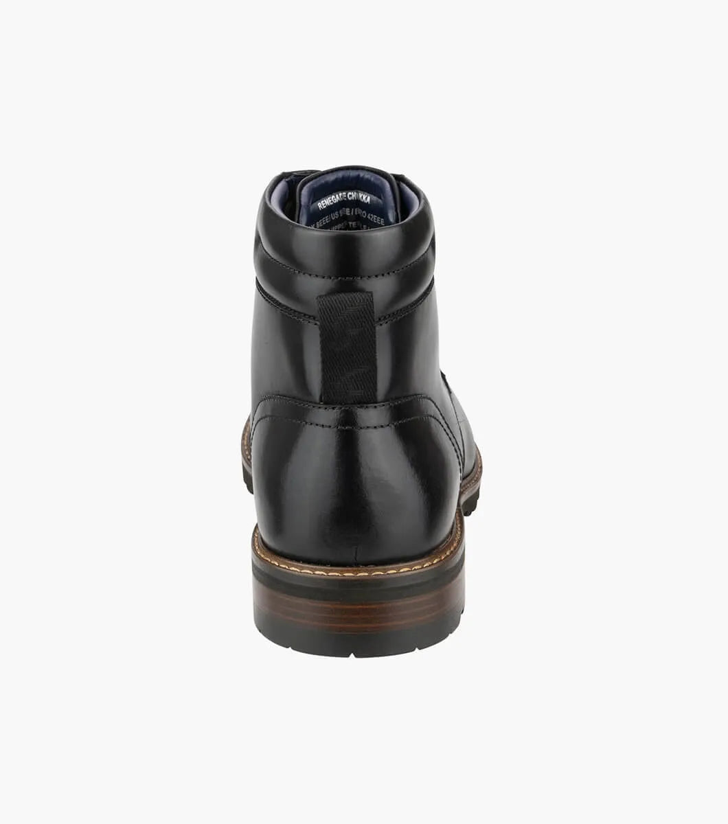 Florsheim Mens Renegade Chukka  Plain Toe Chukka Boot - Black