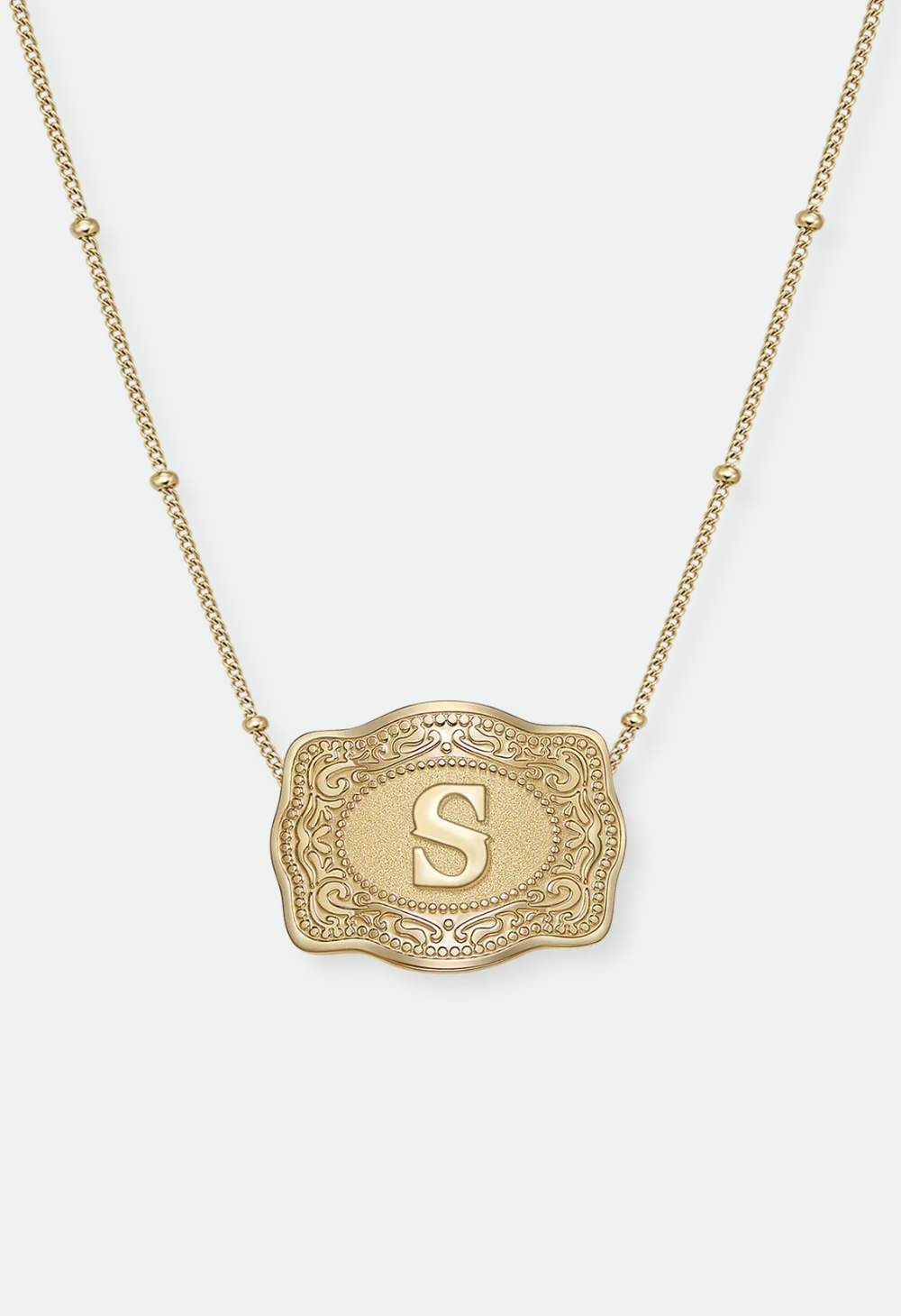 SpurWest Mini Belt Buckle Necklace (Initial) - Gold
