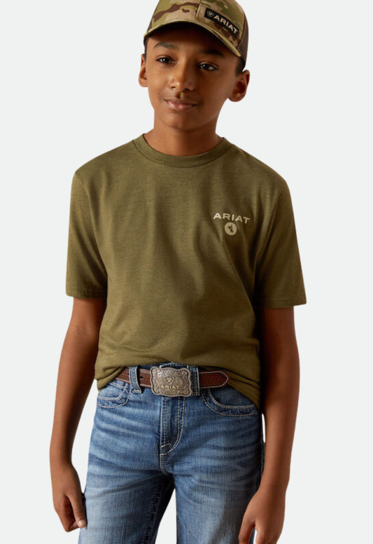 Ariat Boy's Roped Diamond T-Shirt - MILITARY HEATHER