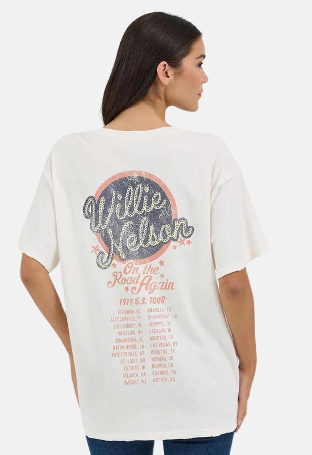 Wrangler Women's Marshmallow Willie Nelson Oversized Band Tee