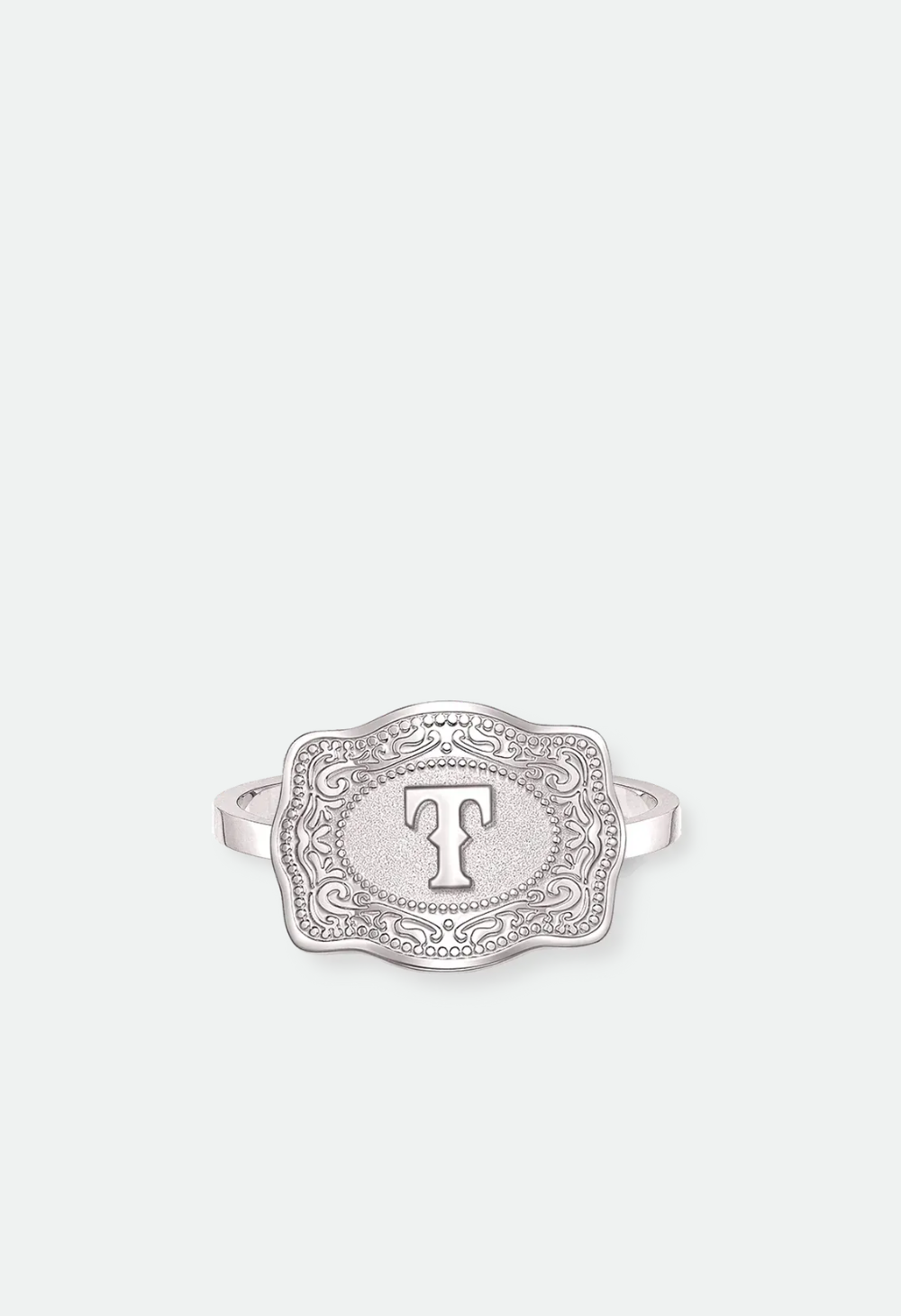 SpurWest Mini Belt Buckle Ring (Initial) U.S. Ring size 6-10 below - half sizes available- Silver