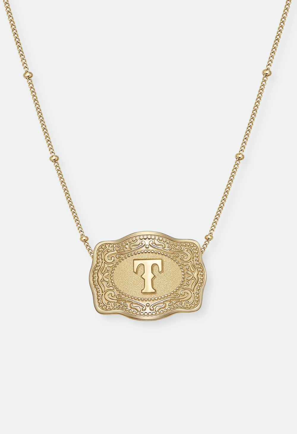 SpurWest Mini Belt Buckle Necklace (Initial) - Gold