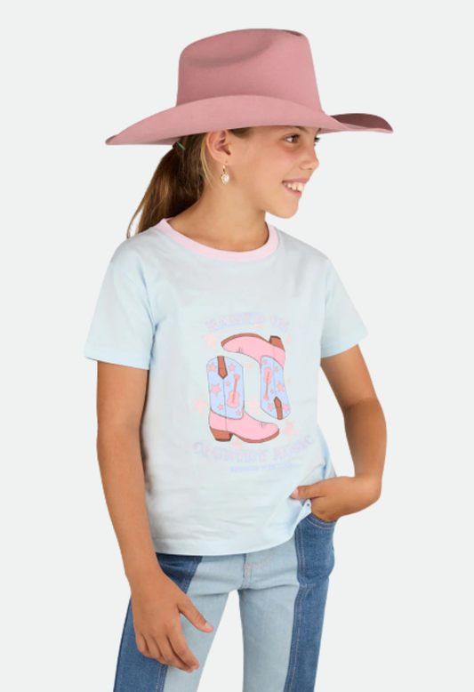 Ringers Western Girls Raised On Country Music Classic Fit T-Shirt - Barely Blue