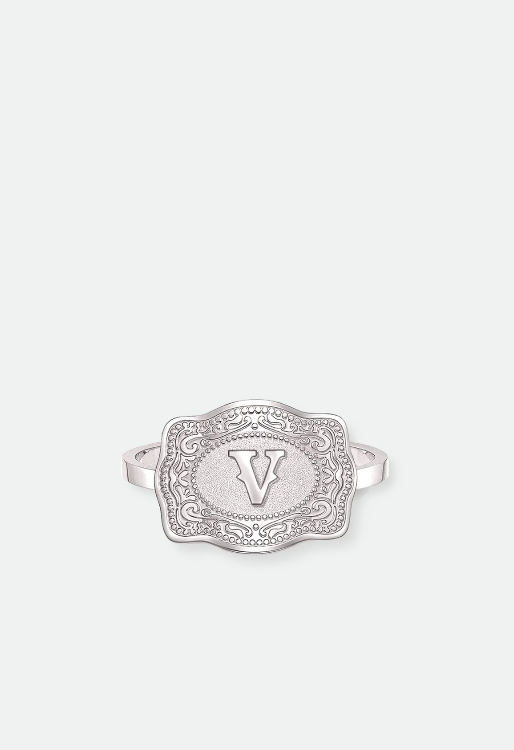 SpurWest Mini Belt Buckle Ring (Initial) U.S. Ring size 6-10 below - half sizes available- Silver
