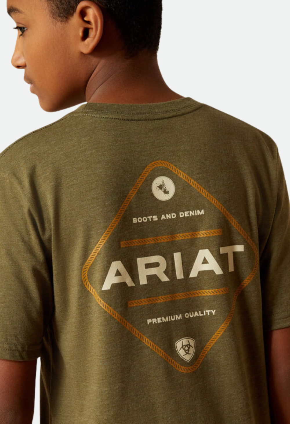 Ariat Boy's Roped Diamond T-Shirt - MILITARY HEATHER