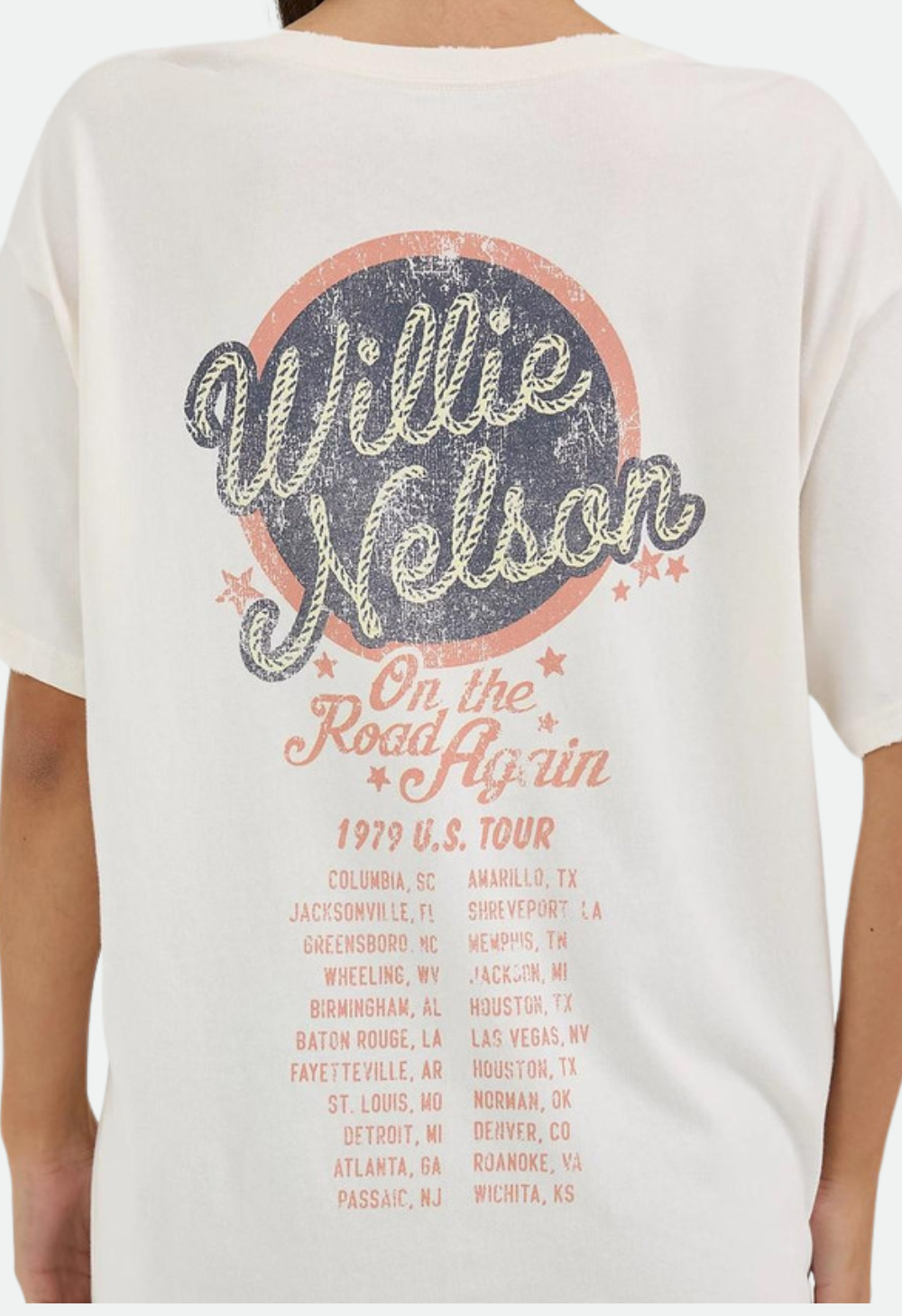 Wrangler Women's Marshmallow Willie Nelson Oversized Band Tee