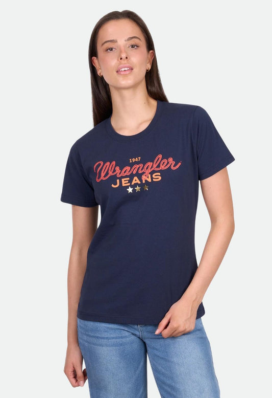 Wrangler Women's Piper Short Sleeve Tee - Navy
