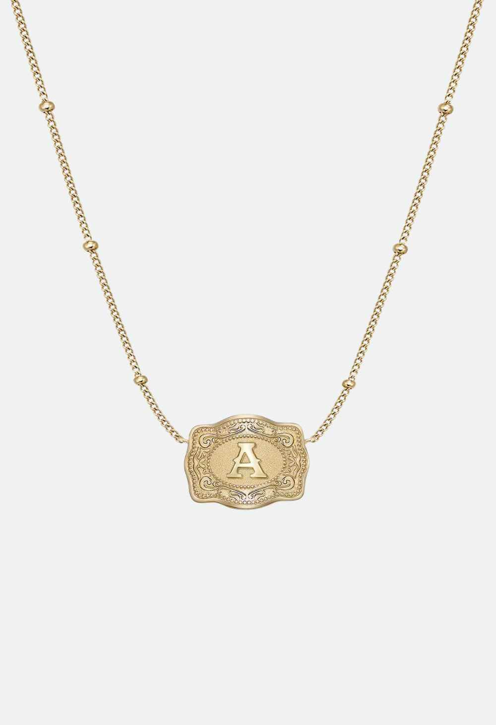 SpurWest Ultra Mini Belt Buckle Necklace (Initial) - Gold