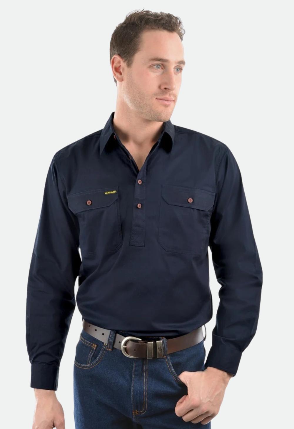 HARDSLOG MENS HALF PLACKET LIGHT COTTON SHIRT