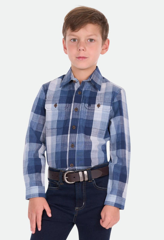 Thomas Cook Boys Oscar 2 Pocket Long Sleeve Shirt - Navy