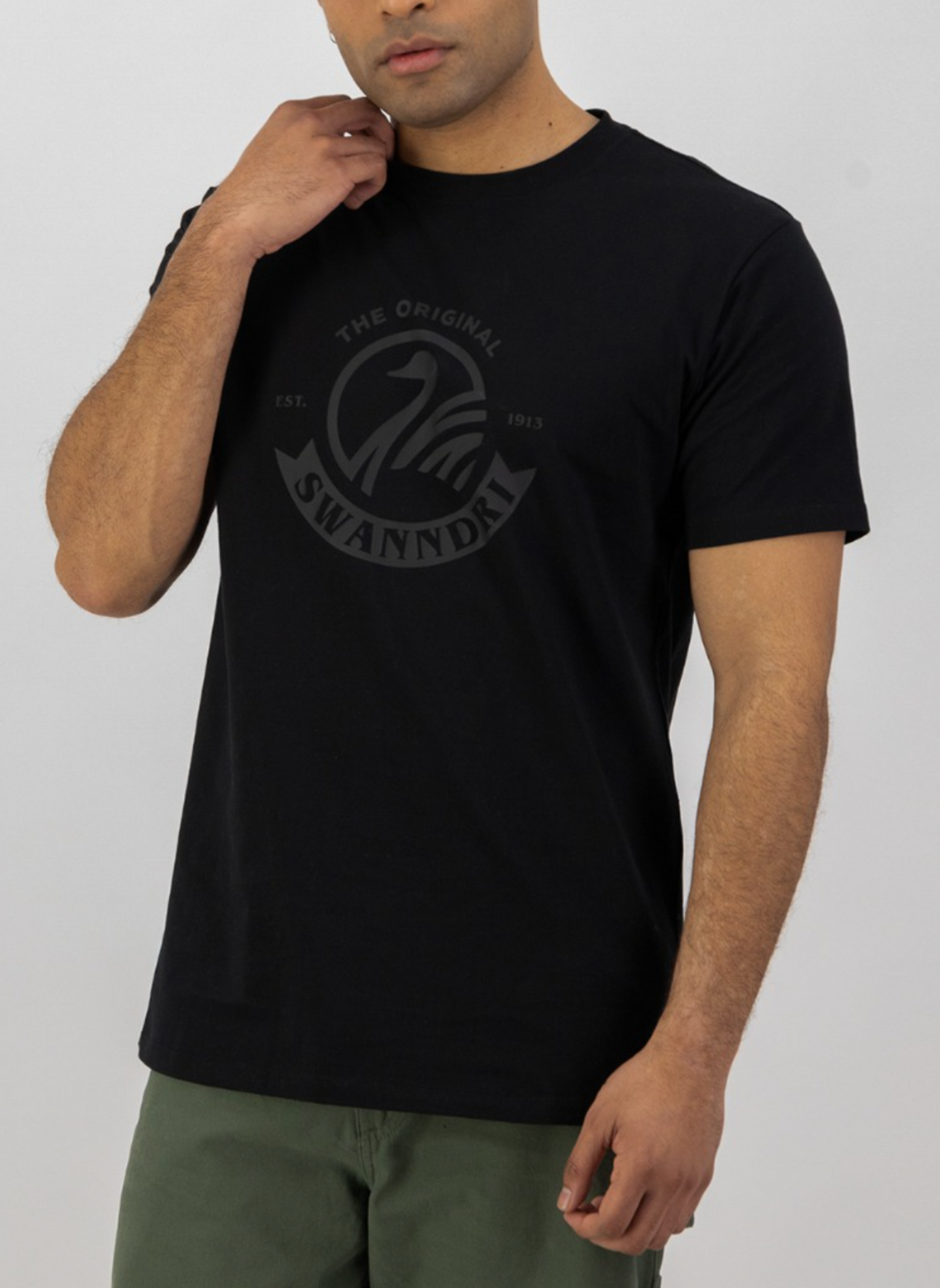 SWANNDRI MEN'S ORIGINAL V2 PRINT T-SHIRT - BLACK (CLEARANCE)
