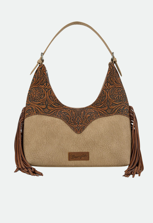 Wrangler Ladies Tooled Fringe Shoulder Bag