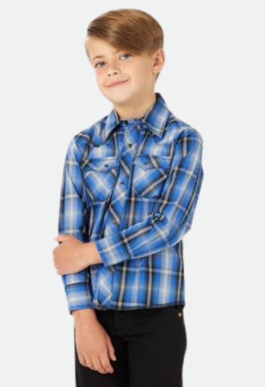 Boy's Wrangler Retro® Western Plaid Shirt