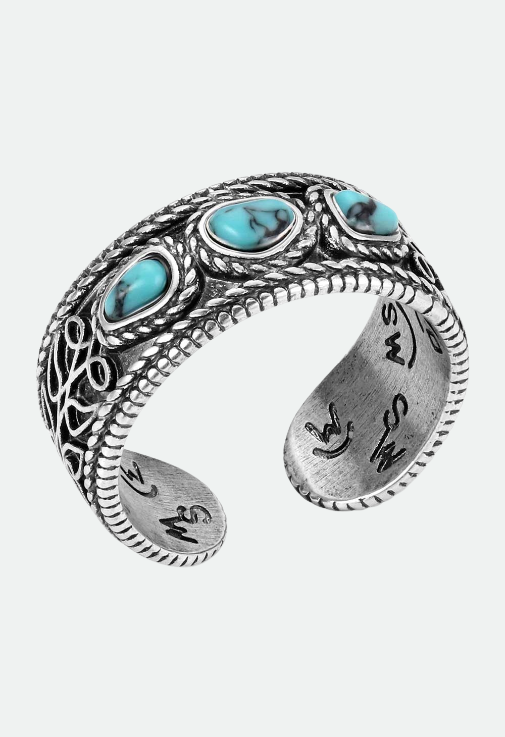 Montana Boot Stitch Turquoise Open Ring